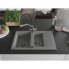 Mexen Gaspar 1.5-bowl granite sink with drainer and Duo kitchen faucet, gray - 6507-71-671701-07-B