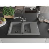 Mexen Gaspar granite kitchen sink 1.5-bowl with drainer and kitchen faucet Duo, gray - 6507-71-671701-07-B