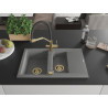 Mexen Gaspar granite sink 1.5-bowl with drainer and Duo kitchen faucet, gray - 6507-71-671701-57-G