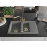 Mexen Gaspar granite sink 1.5-bowl with drainer and Duo kitchen tap, grey - 6507-71-671701-57-G