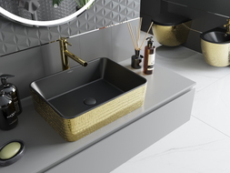 Mexen Catia countertop washbasin 48 x 37 cm, matte black/golden scale pattern - 21314878