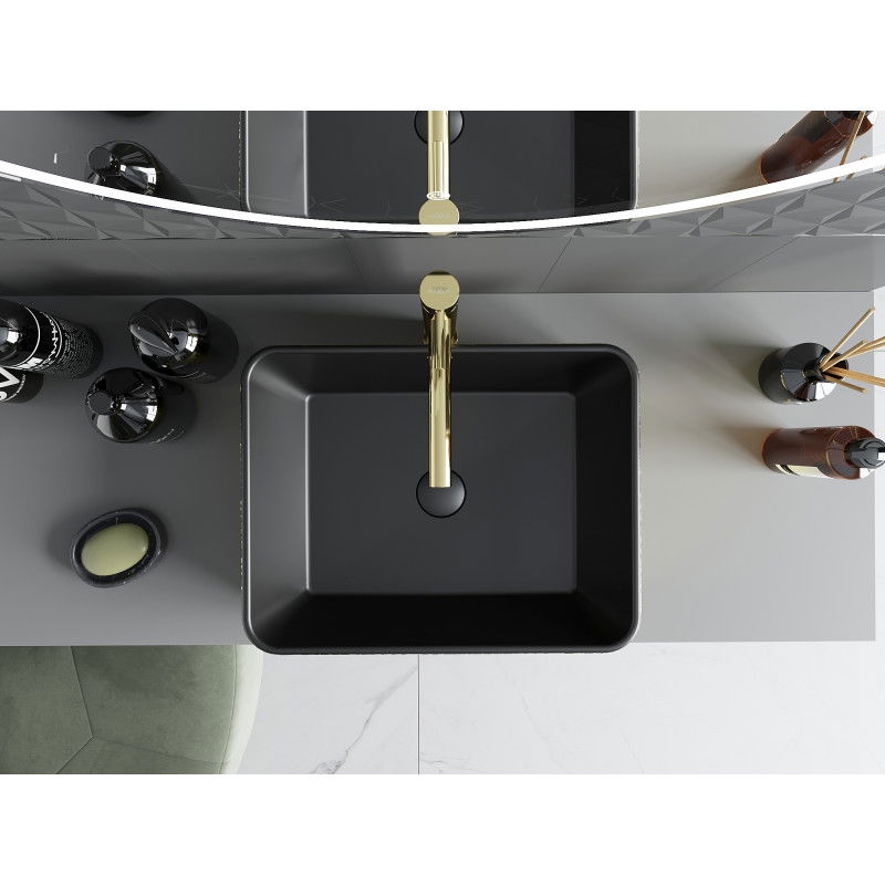 Mexen Catia countertop washbasin 48 x 37 cm, black matte/gold scale pattern - 21314878