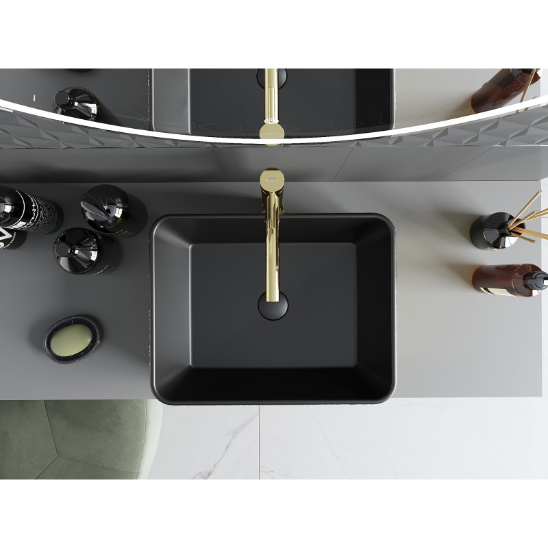 Mexen Catia countertop washbasin 48 x 37 cm, matte black/golden scale pattern - 21314878