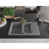 Mexen Gaspar 1.5-bowl granite kitchen sink with drainer and Duo kitchen faucet, gray - 6507-71-671701-57-B