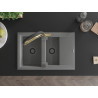 Mexen Gaspar 1.5-bowl granite kitchen sink with drainer and Duo kitchen faucet, gray - 6507-71-671701-57-B