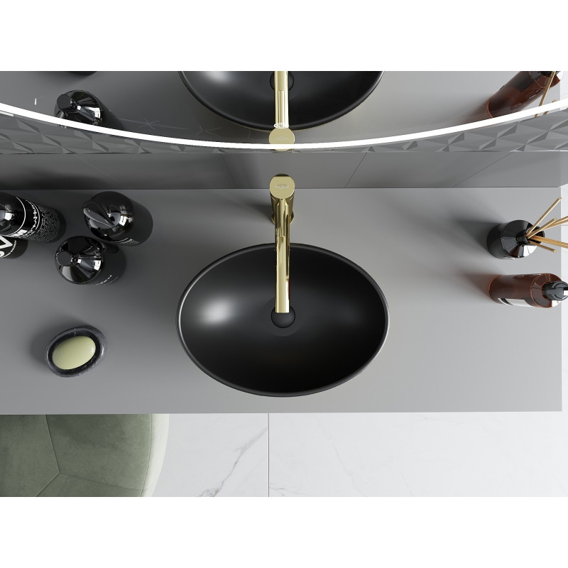 Mexen Elza countertop sink 40 x 33 cm, black matte/golden scale pattern - 21014028