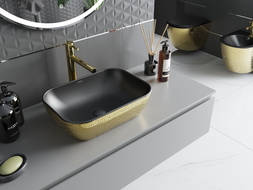 Mexen Rita countertop washbasin 45 x 32 cm, black matte/golden scale pattern - 21084578