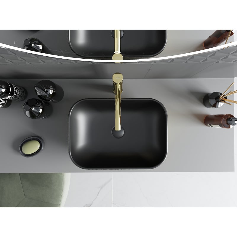 Mexen Rita countertop basin 45 x 32 cm, black matte/gold scale pattern - 21084578