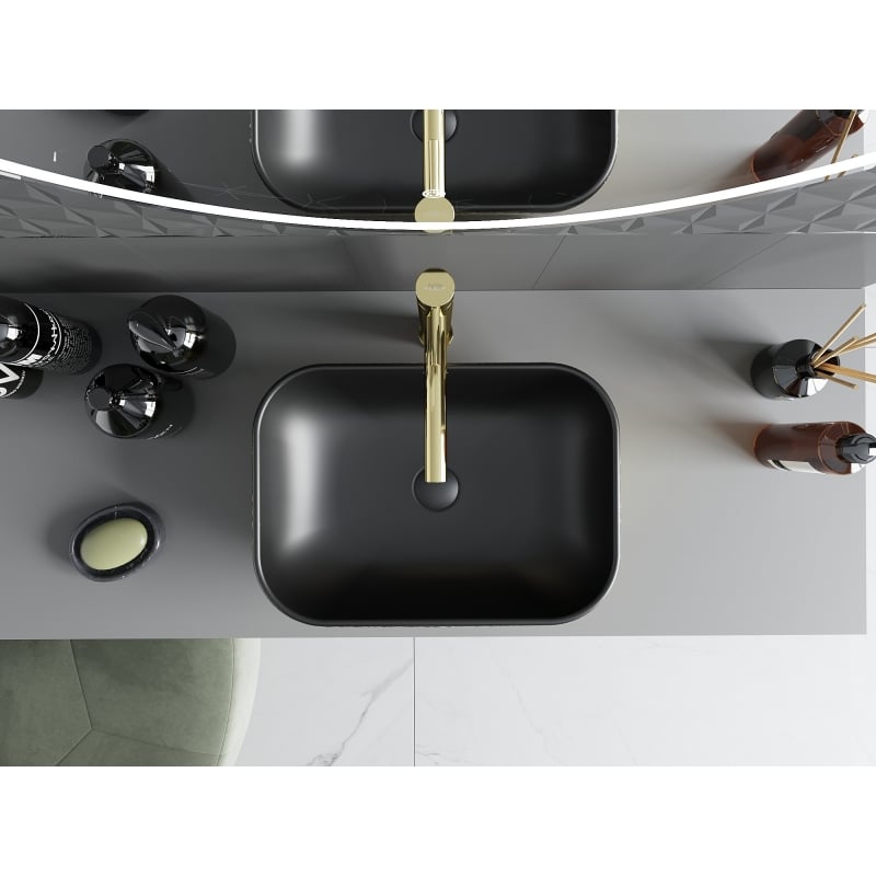Mexen Rita countertop washbasin 45 x 32 cm, black matte/golden scale pattern - 21084578