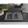 Mexen Gaspar 1.5-bowl granite sink with drainer and Duo kitchen tap, grey - 6507-71-671701-70-B