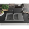 Mexen Gaspar granite sink 1.5-bowl with drainer and Duo kitchen faucet, gray - 6507-71-671701-70-B
