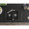 Mexen Gaspar granite sink 1.5-bowl with drainer and Duo kitchen tap, black/gold metallic - 6507-75-671701-07