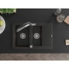 Mexen Gaspar granite sink 1.5-bowl with drainer and kitchen faucet Duo, black/gold metallic - 6507-75-671701-07