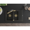 Mexen Gaspar granite sink 1.5-bowl with drainer and Duo kitchen faucet, black/golden metallic - 6507-75-671701-57-G