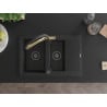 Mexen Gaspar granite sink 1.5-bowl with drainer and Duo kitchen tap, black - 6507-77-671701-57-B