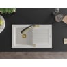 Mexen Pablo single-bowl granite sink with drainer and Duo kitchen faucet, white - 6510-20-671701-57-G