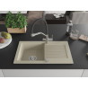 Mexen Pablo granite sink 1-bowl with drainer and Duo kitchen faucet, beige - 6510-69-671701-07