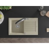 Mexen Pablo 1-bowl granite sink with drainer and Duo kitchen faucet, beige - 6510-69-671701-07