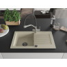 Mexen Pablo granite single-bowl sink with drainer and Duo kitchen faucet, beige - 6510-69-671701-07-B