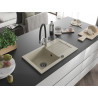Mexen Pablo granite single-bowl sink with drainer and Duo kitchen faucet, beige - 6510-69-671701-07-B