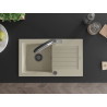 Mexen Pablo granite single-bowl sink with drainer and Duo kitchen faucet, beige - 6510-69-671701-07-B