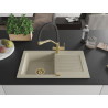 Mexen Pablo 1-bowl granite sink with drainer and Duo kitchen faucet, beige - 6510-69-671701-57-G