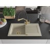 Mexen Pablo granite sink 1-bowl with drainer and Duo kitchen tap, beige - 6510-69-671701-57-G