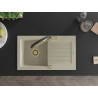 Mexen Pablo 1-bowl granite sink with drainer and Duo kitchen faucet, beige - 6510-69-671701-57-G