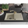 Mexen Pablo 1-bowl granite kitchen sink with drainer and Duo kitchen tap, beige - 6510-69-671701-57-B