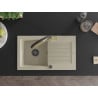 Mexen Pablo 1-bowl granite kitchen sink with drainer and Duo kitchen tap, beige - 6510-69-671701-57-B
