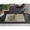 Mexen Pablo granite kitchen sink 1-bowl with drainer and kitchen faucet Duo, beige - 6510-69-671701-70-B