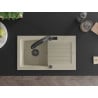 Mexen Pablo 1-bowl granite sink with drainer and Duo kitchen faucet, beige - 6510-69-671701-70-B