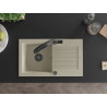 Mexen Pablo granite kitchen sink 1-bowl with drainer and kitchen faucet Duo, beige - 6510-69-671701-70-B