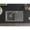 Mexen Pablo Granite Sink 1-Bowl with Drainer and Duo Kitchen Tap, Grey - 6510-71-671701-57-G
