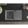 Mexen Pablo granit sink single bowl with drainer and Duo kitchen faucet, gray - 6510-71-671701-70-B