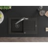 Mexen Pablo granite kitchen sink 1-bowl with drainer and Duo kitchen faucet, black/gold metallic - 6510-75-671701-07-B