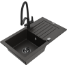 Mexen Pablo granite sink 1-bowl with drainer and kitchen tap Duo, black/gold metallic - 6510-75-671701-70-B