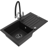 Mexen Pablo granite sink with 1 chamber and drainer Duo, black - 6510-77-671701-07-B
