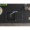 Mexen Pablo granite single-bowl sink with drainer and Duo kitchen faucet, black - 6510-77-671701-07-B