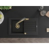 Mexen Pablo granite sink single-bowl with drainer and Duo kitchen faucet, black - 6510-77-671701-57-G