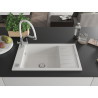 Mexen Elias 1-bowl granite sink with drainer and Duo kitchen faucet, white - 6511-20-671701-02