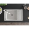 Mexen Elias 1-Bowl Granite Sink with Drainer and Kitchen Faucet Duo, White - 6511-20-671701-02
