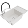 Mexen Elias 1-compartment granite sink with a drip tray and kitchen mixer tap Duo, white - 6511-20-671701-07