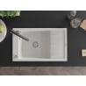 Mexen Elias granite kitchen sink 1-bowl with drainer and Duo kitchen faucet, white - 6511-20-671701-07