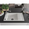 Mexen Elias 1-bowl granite sink with drainer and Duo kitchen faucet, white - 6511-20-671701-07-B