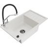 Mexen Elias 1-compartment granite sink with a drip tray and kitchen mixer tap Duo, white - 6511-20-671701-07-B