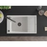 Mexen Elias granite single-bowl sink with drainer and Duo kitchen faucet, white - 6511-20-671701-07-B