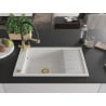 Mexen Elias 1-compartment granite sink with a drip tray and kitchen mixer tap Duo, white - 6511-20-671701-57-G