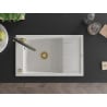 Mexen Elias 1-compartment granite sink with a drip tray and kitchen mixer tap Duo, white - 6511-20-671701-57-G