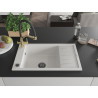 Mexen Elias 1-Bowl Granite Kitchen Sink with Drainer and Duo Faucet, White - 6511-20-671701-57-B